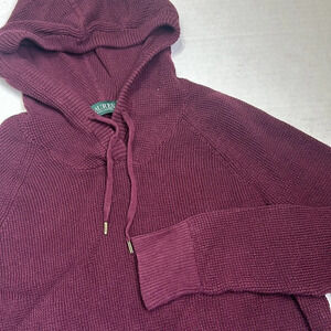 Lauren‎ Ralph Lauren Size Small Burgundy Hooded Long Sleeve Pullover Sweatshirt